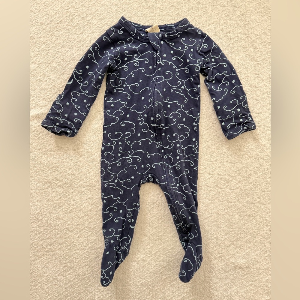 Kate Quinn Midnight Blue Cloud Swirl Double Zipper Footie